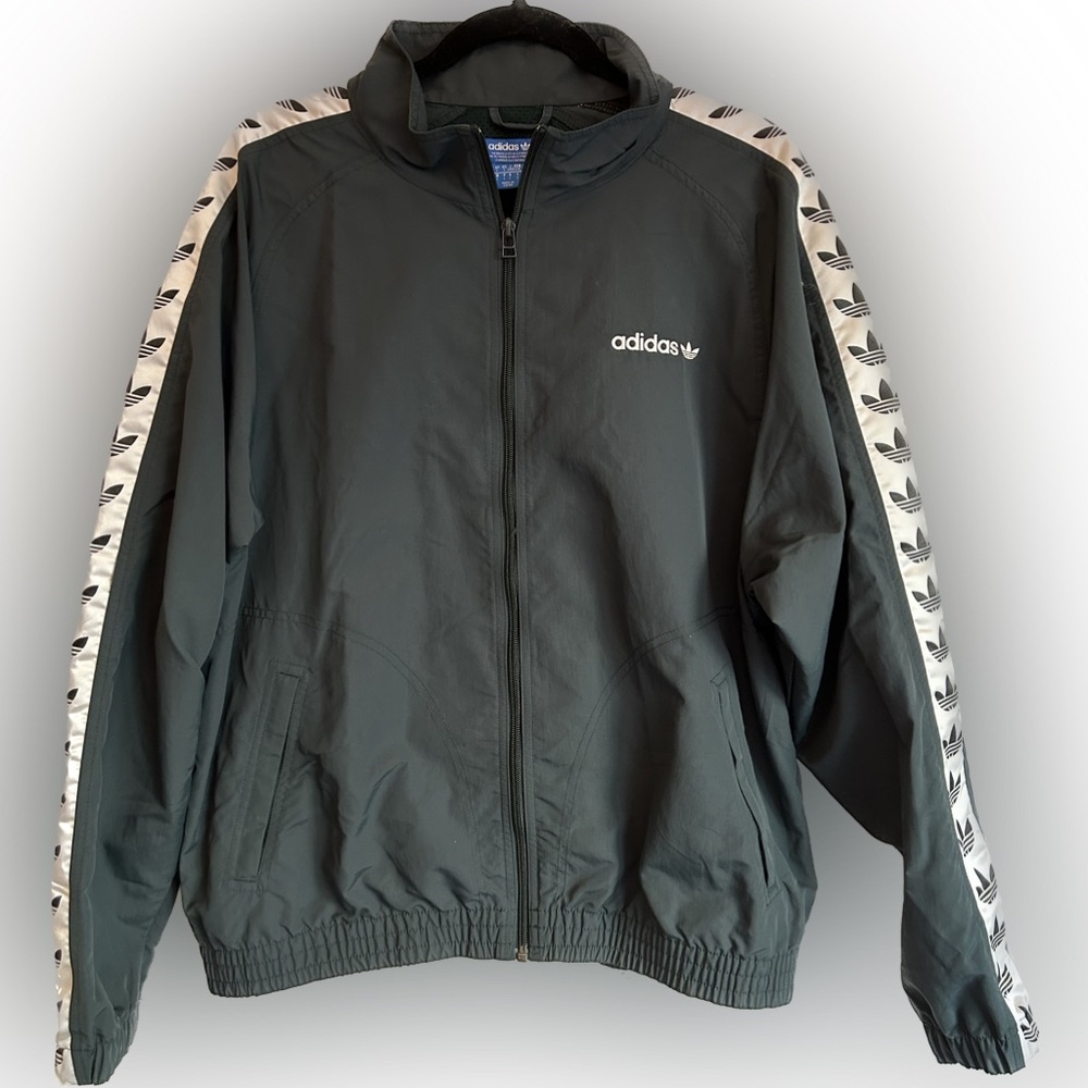 Adidas Windbreaker Track Jacket, Green • 90s Style • Large